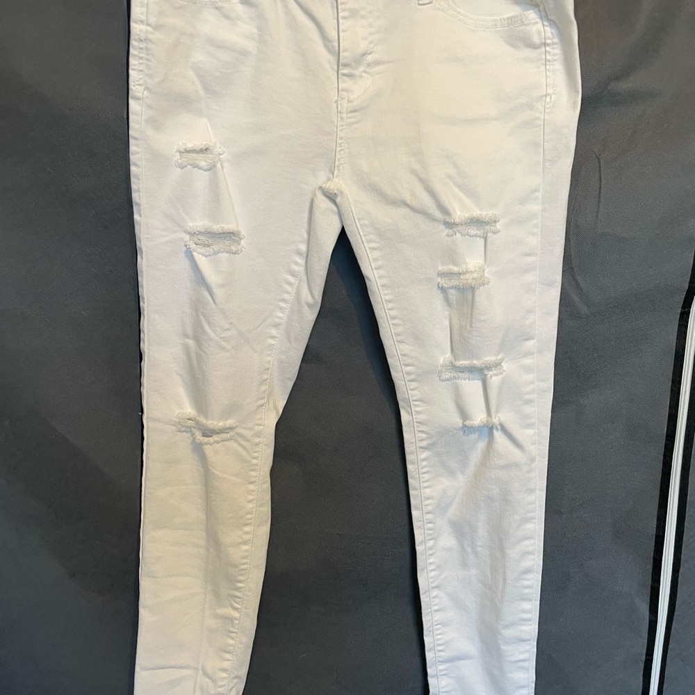 Wax Jean White Skinny Distressed Jeans